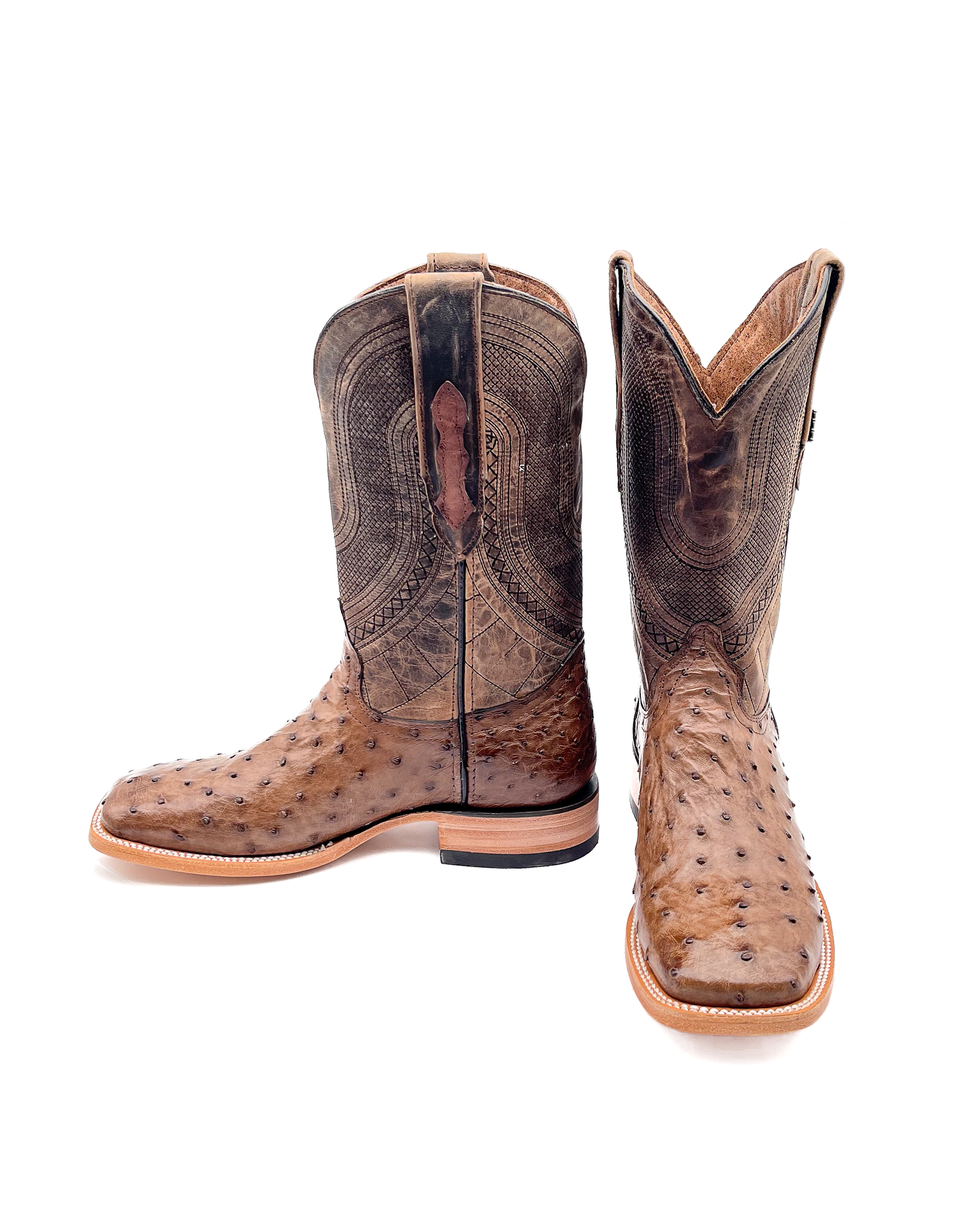 Bota Bulldog en Piel Genuina de Avestruz Café