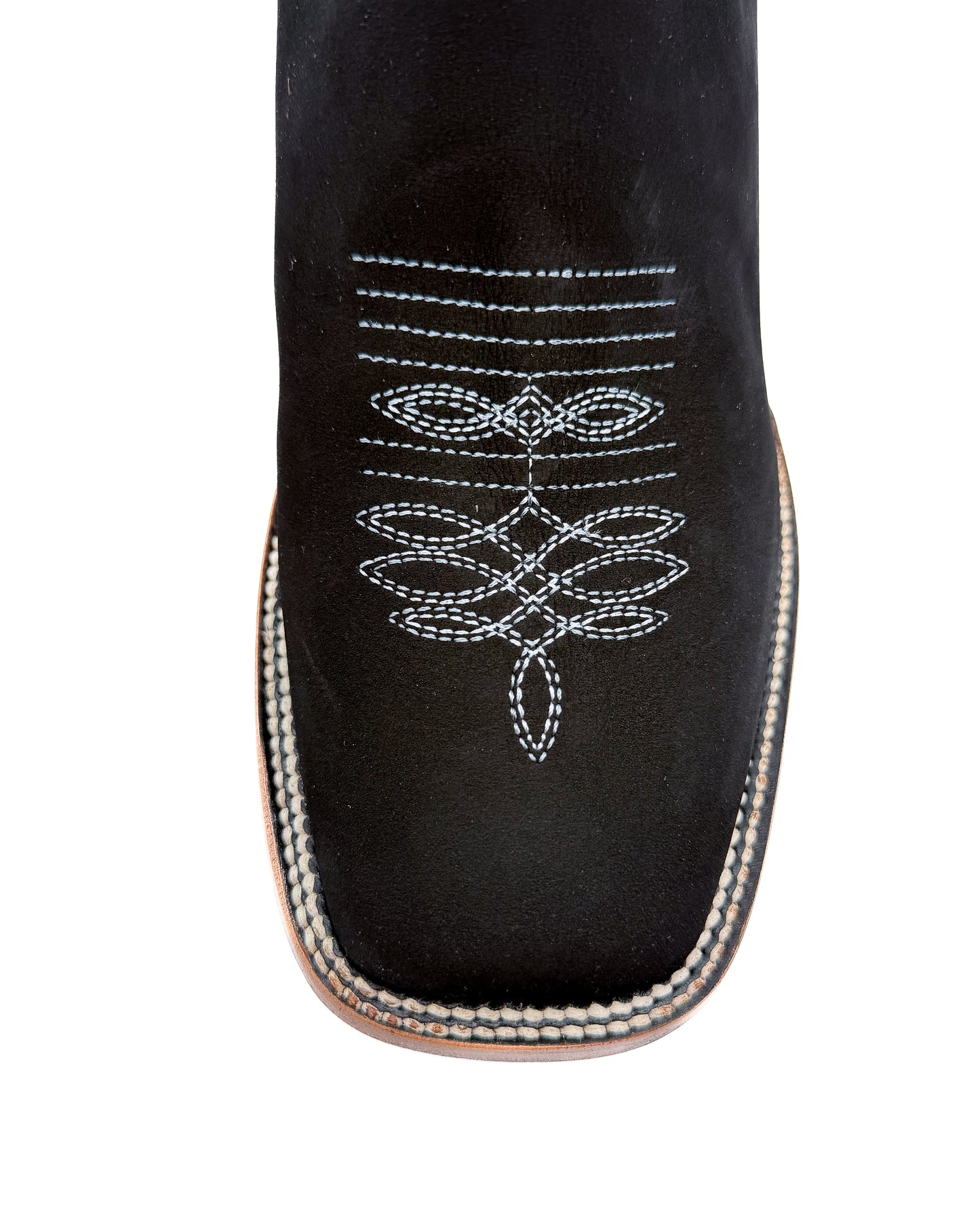 Botín Bulldog Negro Nobuck con Suela de Cuero
