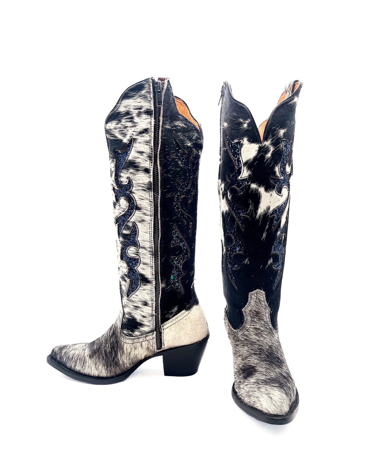 Bota Alta Pelo de Vaca con Brillos