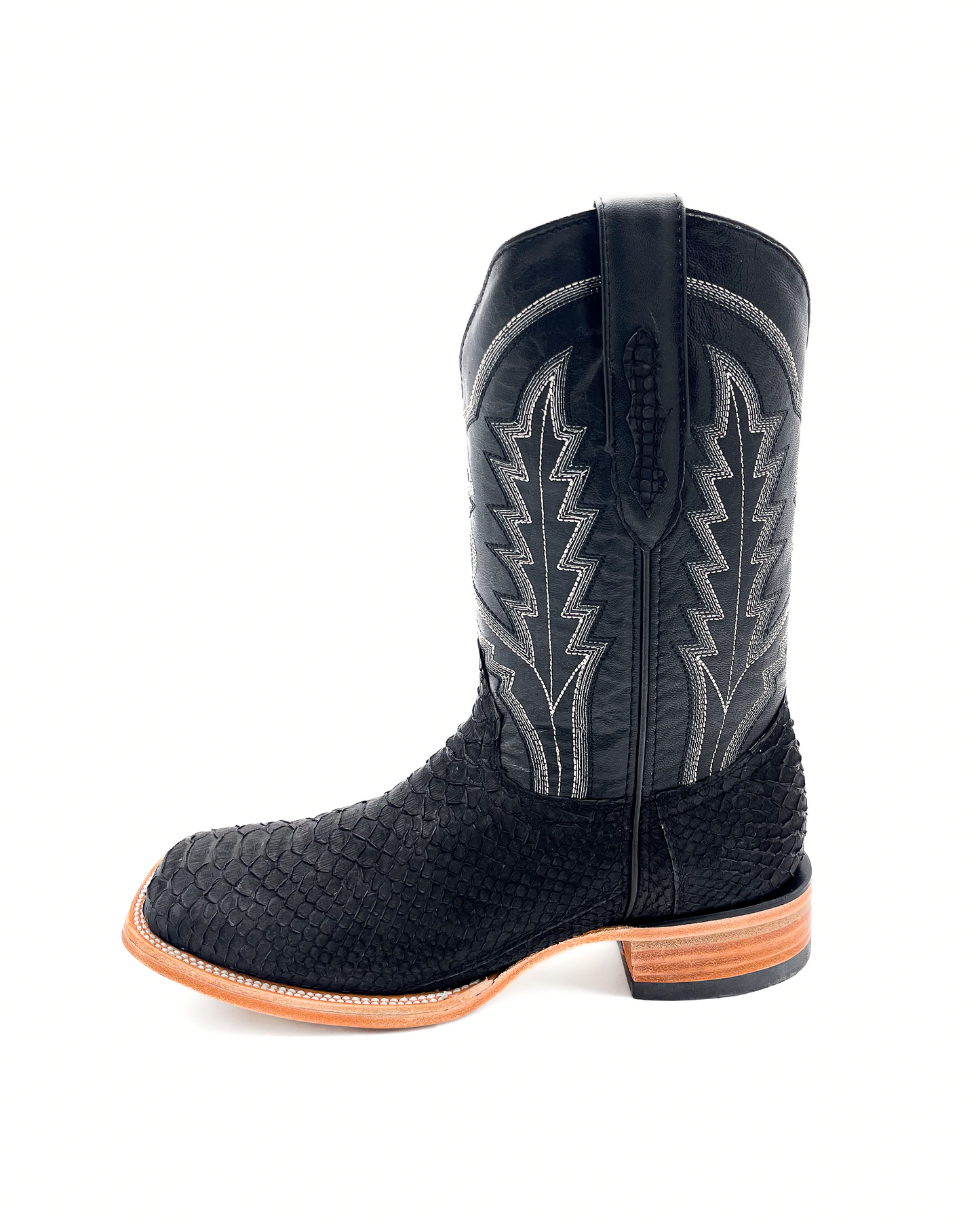 Bota Bulldog En Piel Genuina Pitón Negro