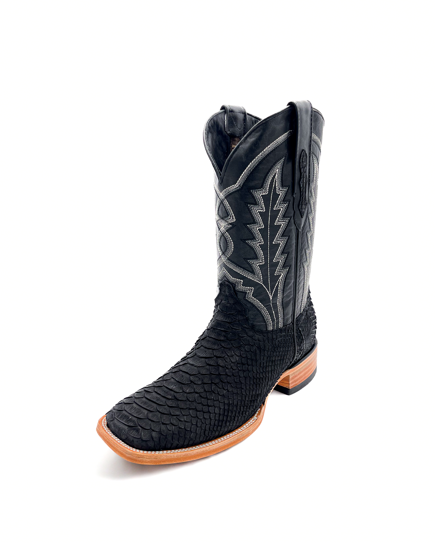 Bota Bulldog En Piel Genuina Pitón Negro