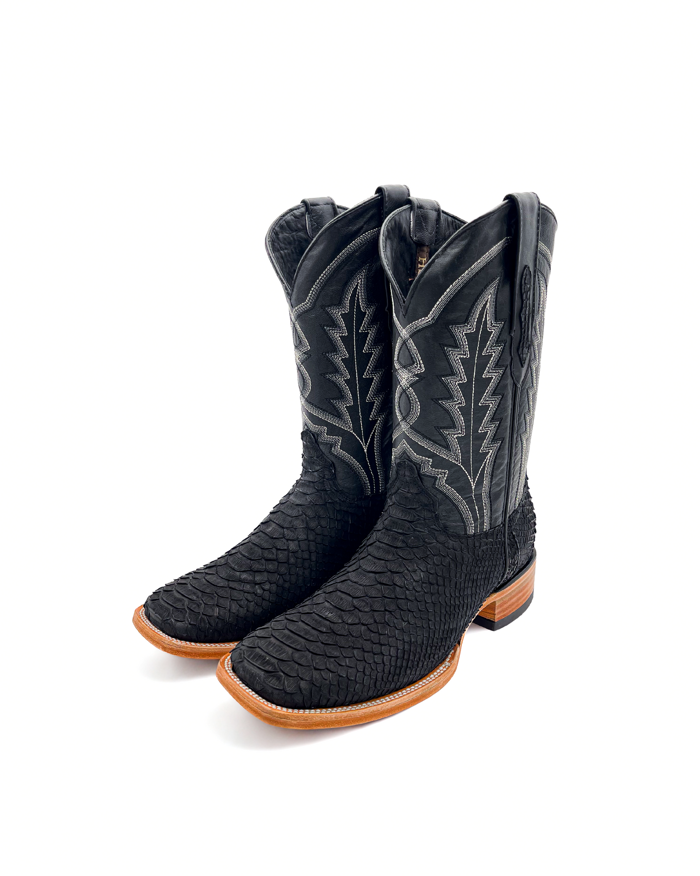 Bota Bulldog En Piel Genuina Pitón Negro