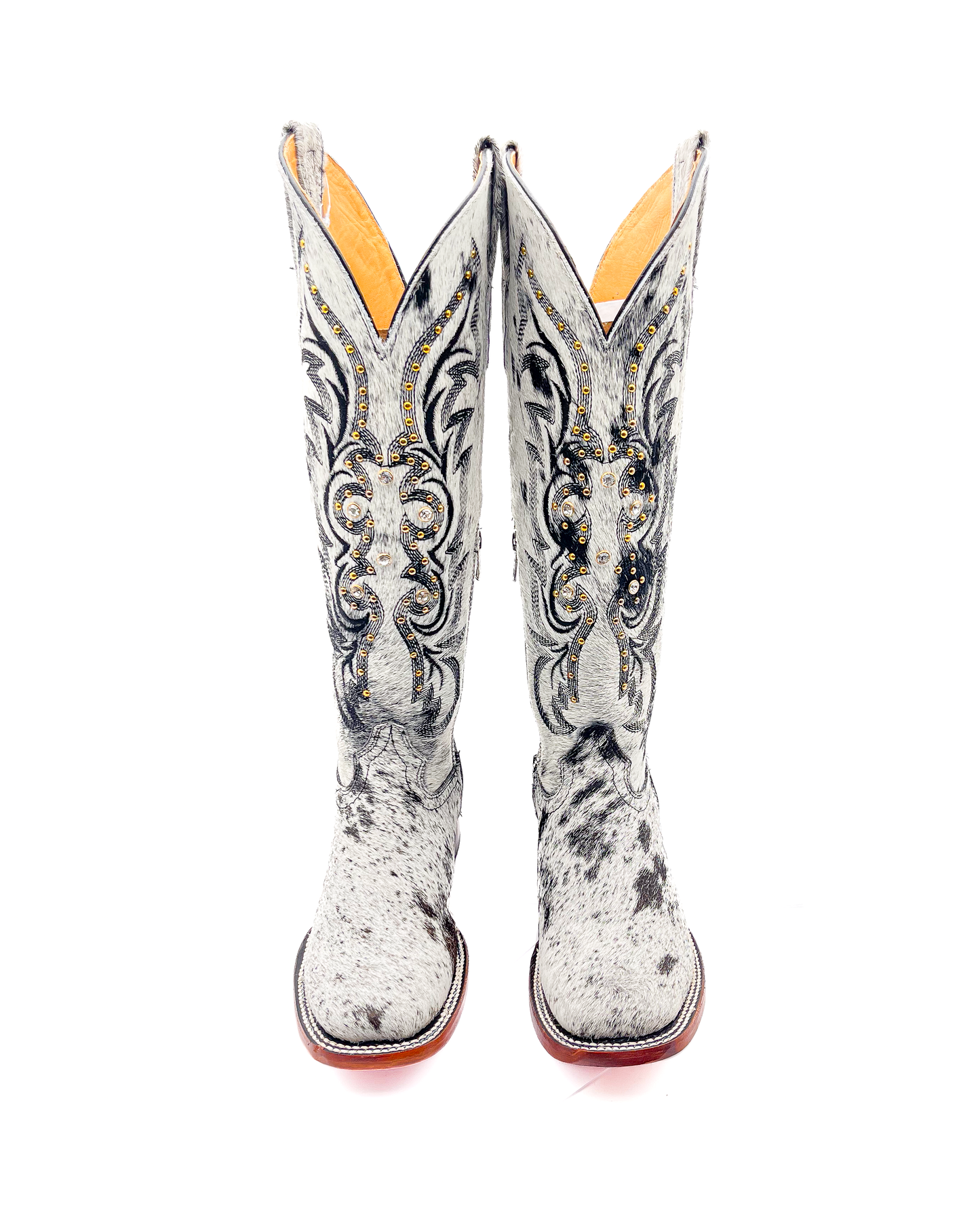 Bota Bulldog Pelo de Vaca Alta con Brillos