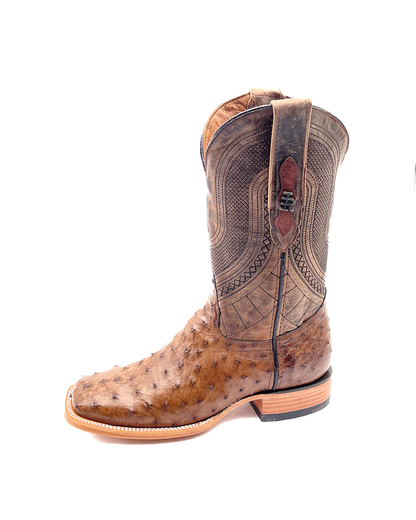 Bota Bulldog en Piel Genuina de Avestruz Café