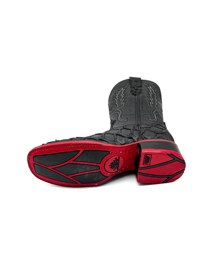 Bota Bulldog Pescado Negro Suela Roja