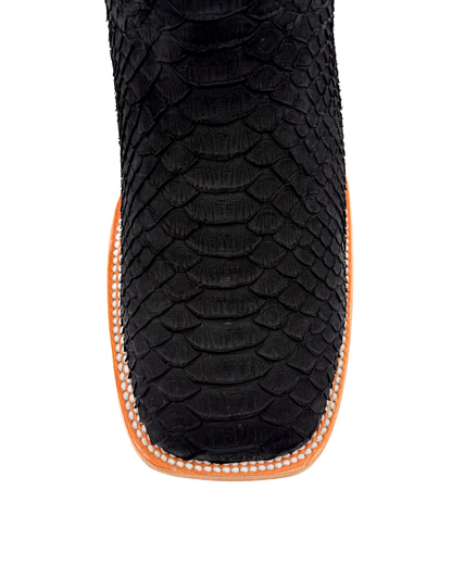 Bota Bulldog En Piel Genuina Pitón Negro