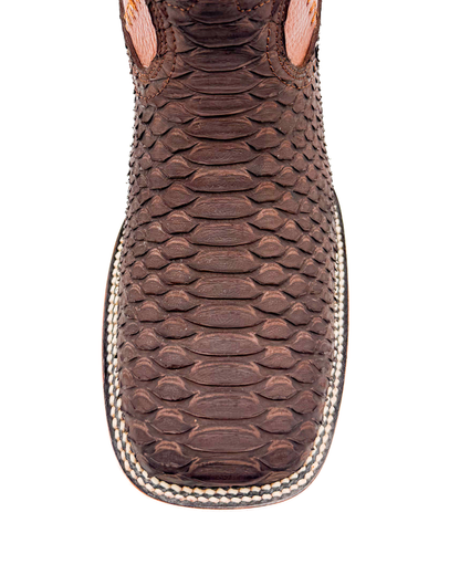 Bota Bulldog En Piel Genuina Pitón Nobuk Café