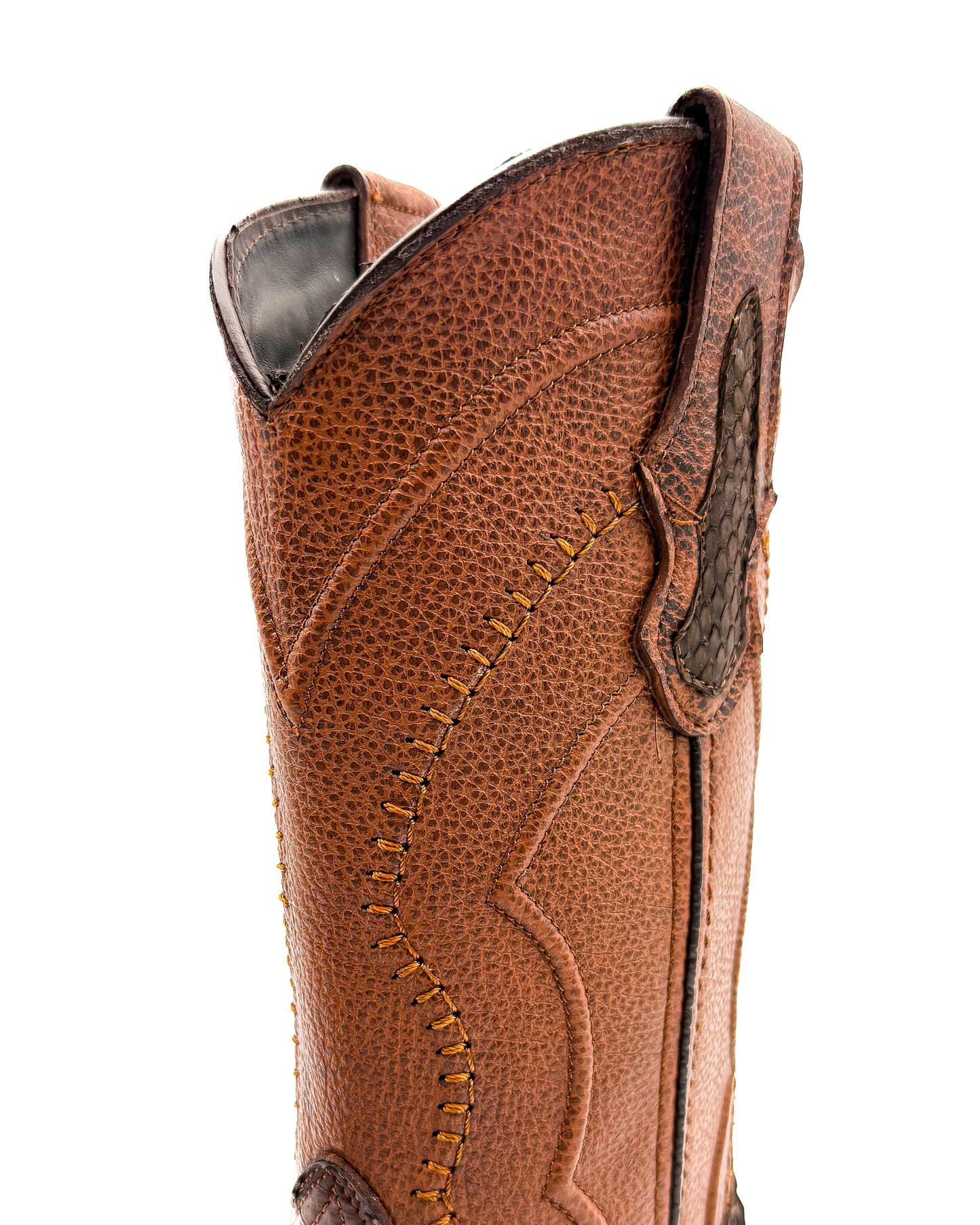 Bota Bulldog En Piel Genuina Pitón Nobuk Café