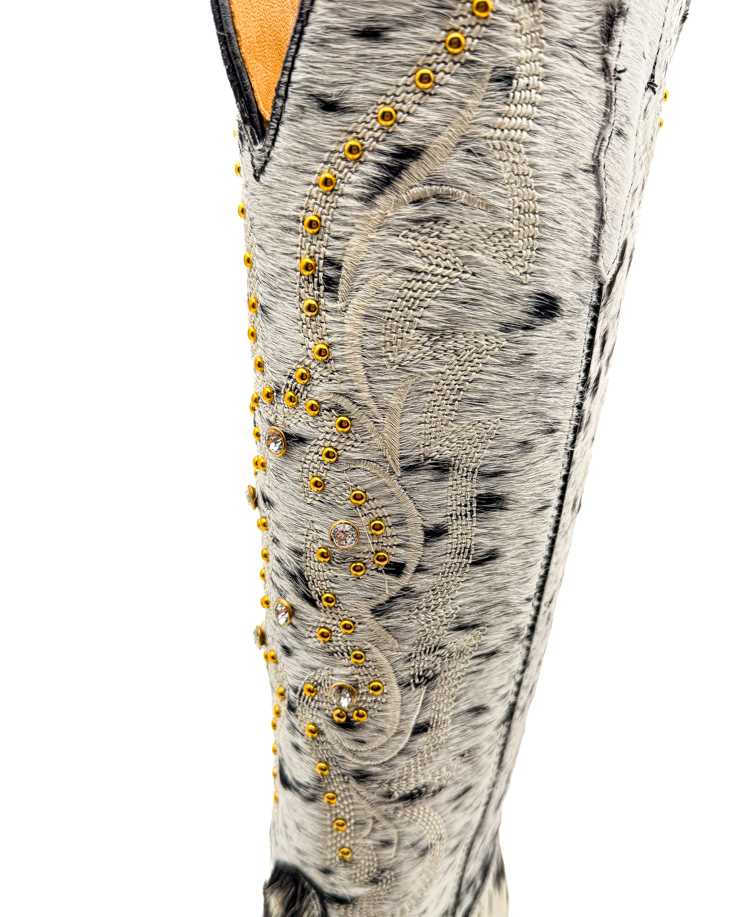 Bota Bulldog Pelo de Vaca Alta con Brillos