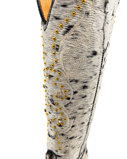 Bota Bulldog Pelo de Vaca Alta con Brillos