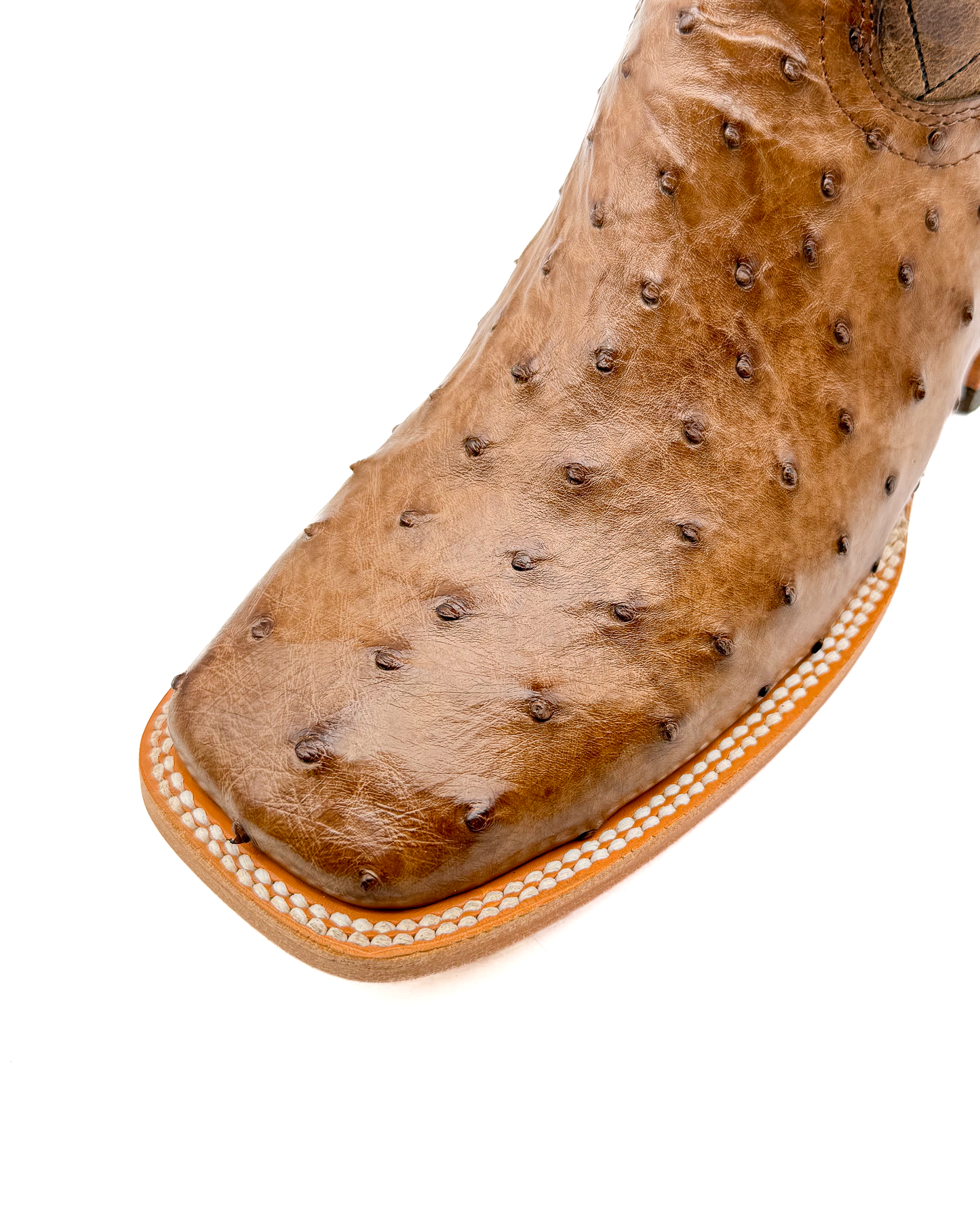 Bota Bulldog en Piel Genuina de Avestruz Café