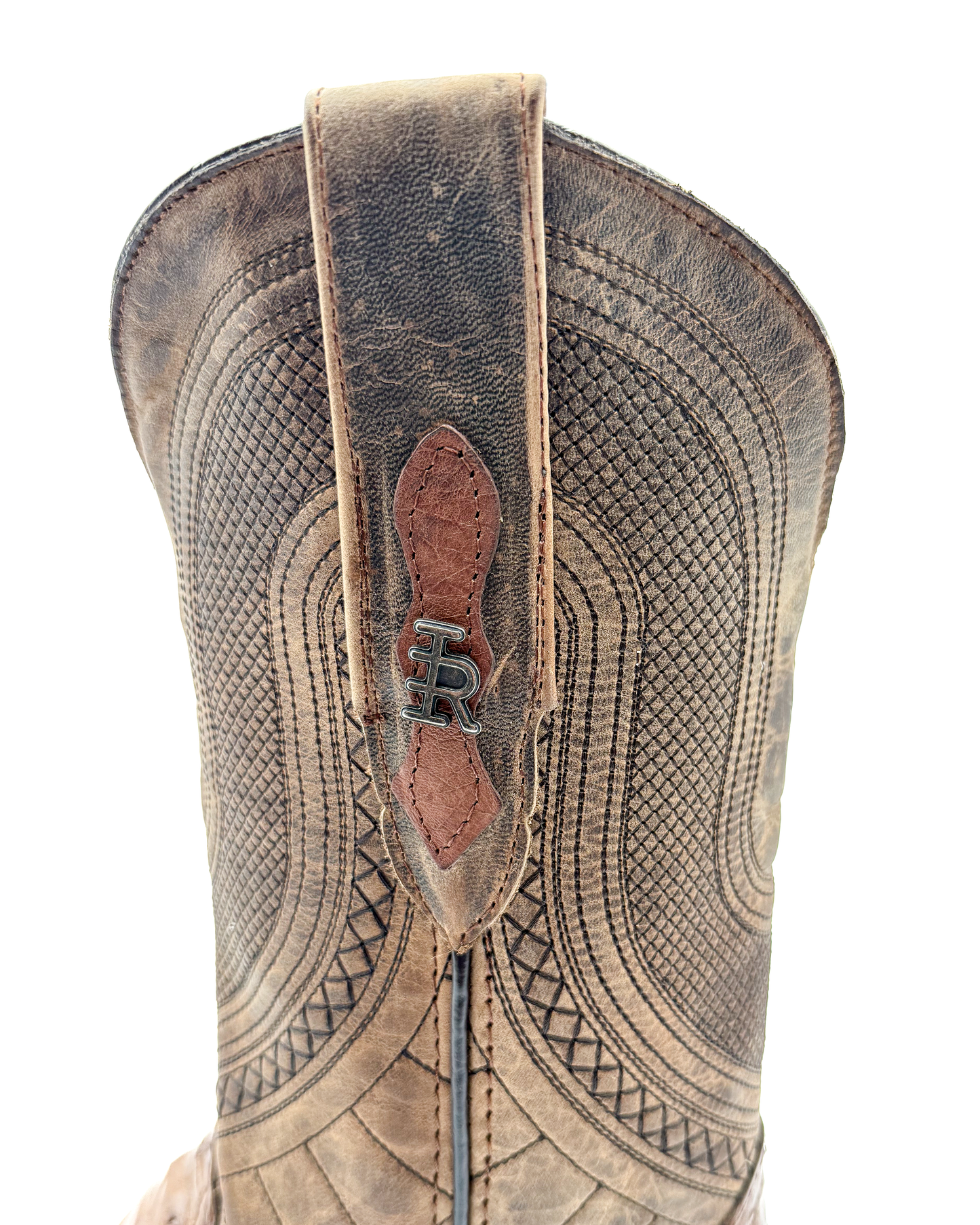 Bota Bulldog en Piel Genuina de Avestruz Café