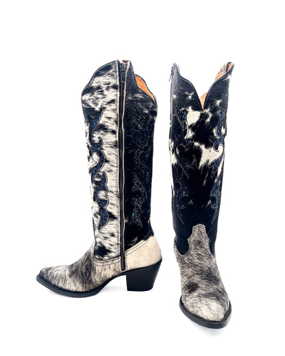 Bota Alta Pelo de Vaca con Brillos