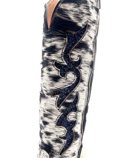 Bota Alta Pelo de Vaca con Brillos