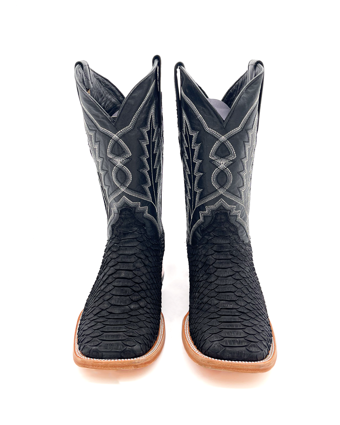 Bota Bulldog En Piel Genuina Pitón Negro