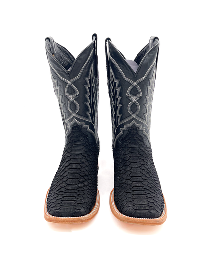 Bota Bulldog En Piel Genuina Pitón Negro