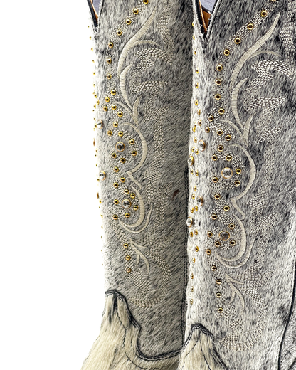 Bota Bulldog Pelo de Vaca Alta con Brillos