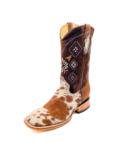 Bota Bulldog Pelo Vaca de Vaca Pinto Café