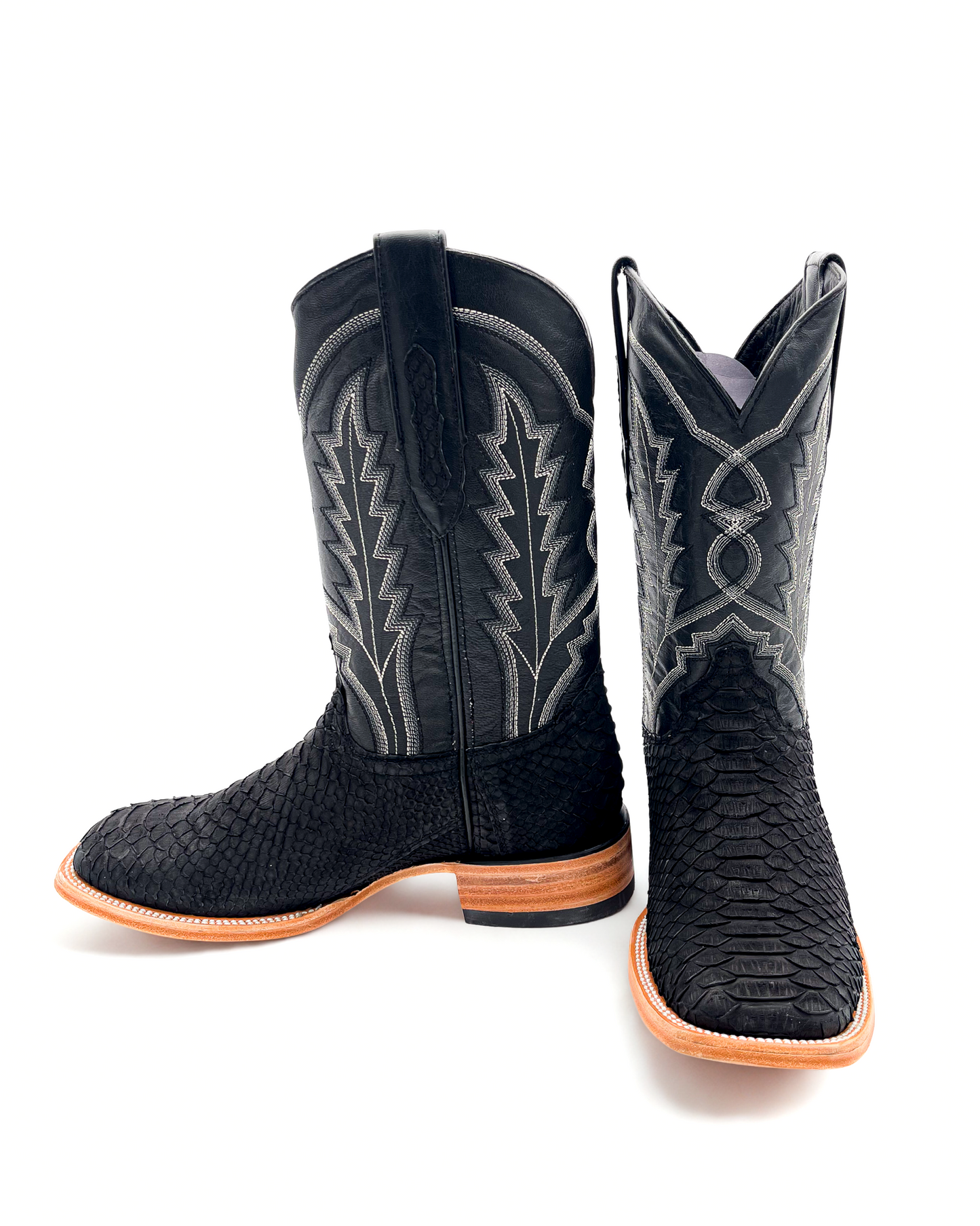 Bota Bulldog En Piel Genuina Pitón Negro