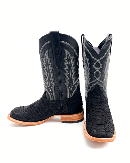 Bota Bulldog En Piel Genuina Pitón Negro