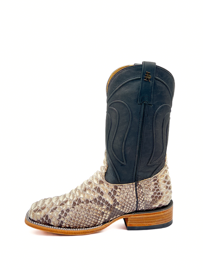 Bota Bulldog En Piel Genuina Pitón Natural