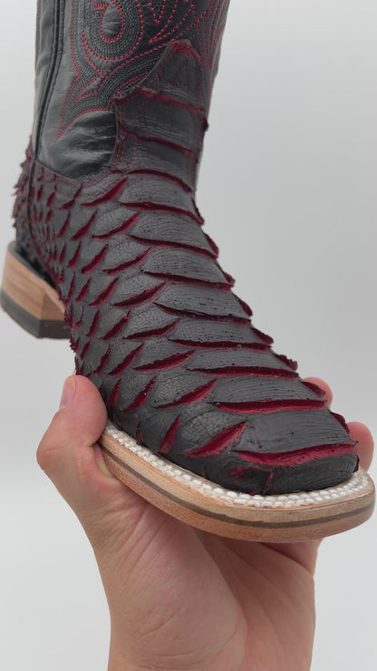 Bota Bulldog Pitón Neón Rojo