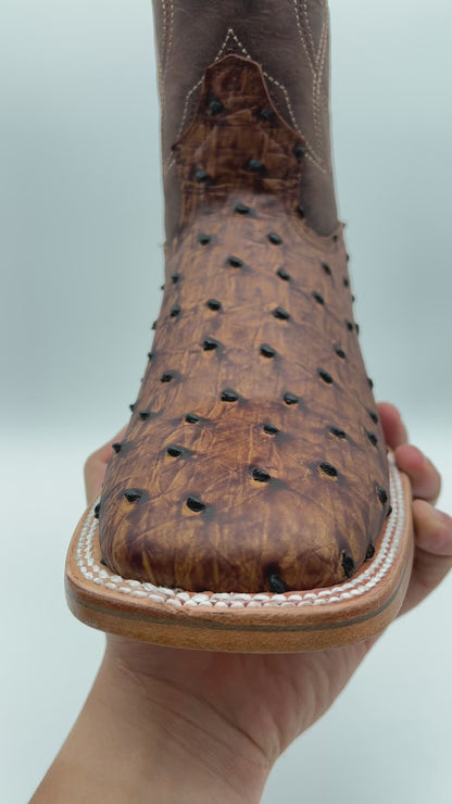 Bota Bulldog Avestruz Marmoleado Café